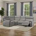 Leo Right Hand Corner Recliner Sofa with Adjustable Headrests in Maldives Dark Grey Fabric