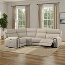 Leo Right Hand Corner Recliner Sofa with Adjustable Headrests in Pebble Leather