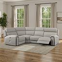 Leo Right Hand Corner Recliner Sofa with Adjustable Headrests in Taupe Leather