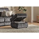 Leo Storage Footstool in Descent Charcoal Fabric