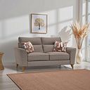 Levi 2 Seater Sofa in Barley Coffee Fabric with Asher Rust Scatters
