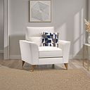 Levi Armchair in Barley Ivory Fabric with Asher Ocean Scatter