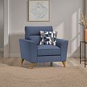 Levi Armchair in Barley Ivory Fabric with Asher Rust Scatter