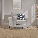 Levi Armchair in Barley Ocean Fabric with Asher Ocean Scatter