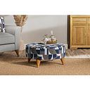 Levi Round Footstool in Asher Ocean Fabric