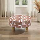 Levi Round Footstool in Asher Rust Fabric