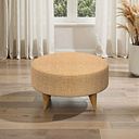 Levi Round Footstool in Barley Citrus Fabric