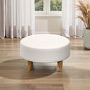 Levi Round Footstool in Barley Ivory Fabric