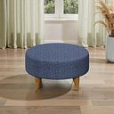 Levi Round Footstool in Barley Ocean Fabric