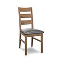 Linear Antique Finish Oak Chair with Vintage Black Leather Look Seat