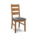 Linear Rustic Oak Chair with Vintage Black Leather Look Seat