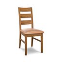 Linear Rustic Oak Chair with Vintage Tan Leather Look Seat