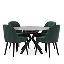 Lucia Ceramic Extending Round Dining Table in Matte Grey Finish 130cm with 4 Bette Chairs