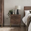 Madison Solid Hardwood and Metal 2 Drawer Bedside Table