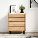 Maine Natural Solid Oak & Metal 4 Drawer Chest