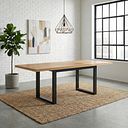 Maine Natural Solid Oak & Metal Extending Dining Table 160-220cm
