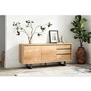 Maine Natural Solid Oak & Metal Extra Large Sideboard