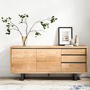 Maine Natural Solid Oak & Metal Extra Large Sideboard