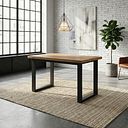 Maine Natural Solid Oak & Metal Fixed Dining Table 130cm