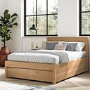 Maine Natural Solid Oak & Metal Storage Double Bed