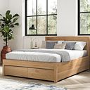 Maine Natural Solid Oak & Metal Storage King-size Bed