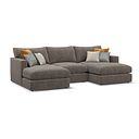 Malvern Modular 3 Seater U-Shape Chaise Sofa in Brown fabric - Group 16