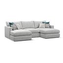 Malvern Modular 3 Seater U-Shape Chaise Sofa in Silver fabric - Group 16