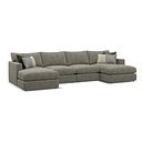 Malvern Modular 4 Seater U-Shape Chaise Sofa in Olive Green fabric - Group 17