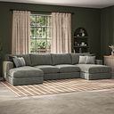 Malvern Modular 4 Seater U-Shape Chaise Sofa in Olive Green fabric - Group 17