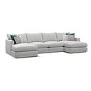 Malvern Modular 4 Seater U-Shape Chaise Sofa in Silver fabric - Group 17