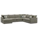 Malvern  Modular 6 Seater Left Hand Corner Sofa with Chaise in Olive Green fabric - Group 18