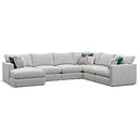 Malvern  Modular 6 Seater Left Hand Corner Sofa with Chaise in Silver fabric - Group 18