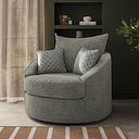 Malvern Swivel Cuddler Chair in Olive Green fabric