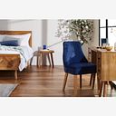 Marlene Upholstered Chair with Oak Legs in Midnight Velvet