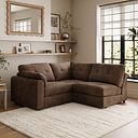 Marley 3 Seat Left Hand Modular Corner Sofa in Lila Chocolate Fabric - Group 6