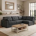 Marley 4 Seat Left Hand Modular Corner Sofa in Lila Charcoal Fabric - Group 4