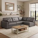 Marley 4 Seat Left Hand Modular Corner Sofa in Oslo Elephant Grey Leather - Group 4