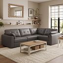 Marley 4 Seat Modular Left Hand Corner Sofa in Oslo Elephant Grey Leather - Group 2