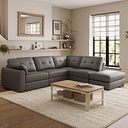 Marley 4 Seat Modular Left Hand Corner Sofa in Oslo Elephant Grey Leather -  Group 4 