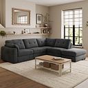 Marley 4 Seat Modular Open End Left Hand Corner Sofa in Lila Charcoal Fabric -  Group 4 FOOT