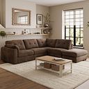 Marley 4 Seat Modular Open End Left Hand Corner Sofa in Lila Chocolate Fabric - Group 4 FOOT