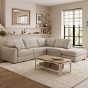 Marley 4 Seat Modular Open End Left Hand Corner Sofa in Lila Natural Fabric -  Group 4 FOOT