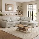 Marley 4 Seat Modular Open End Left Hand Corner Sofa in Oslo Bone China Leather -  Group 4 FT