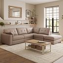 Marley 4 Seat Modular Open End Left Hand Corner Sofa in Oslo Mushroom Leather -  Group 4 FOOT