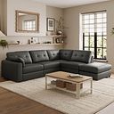 Marley 4 Seat Modular Open End Left Hand Corner Sofa in Oslo Storm Leather -  Group 4 FOOT