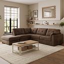 Marley 4 Seat Modular Open End Right Hand Corner Sofa in Lila Chocolate Fabric -Group 5 FOOT