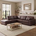 Marley 4 Seat Modular Open End Right Hand Corner Sofa in Oslo Chestnut Leather -Group 5 FOOT