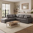 Marley 4 Seat Modular Open End Right Hand Corner Sofa in Oslo Elephant Grey Leather -Group 5 FOOT
