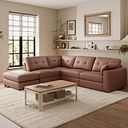 Marley 4 Seat Modular Open End Right Hand Corner Sofa in Oslo Mocha Mouse Leather -Group 5 FOOT