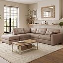 Marley 4 Seat Modular Open End Right Hand Corner Sofa in Oslo Mushroom Leather -Group 5 FOOT